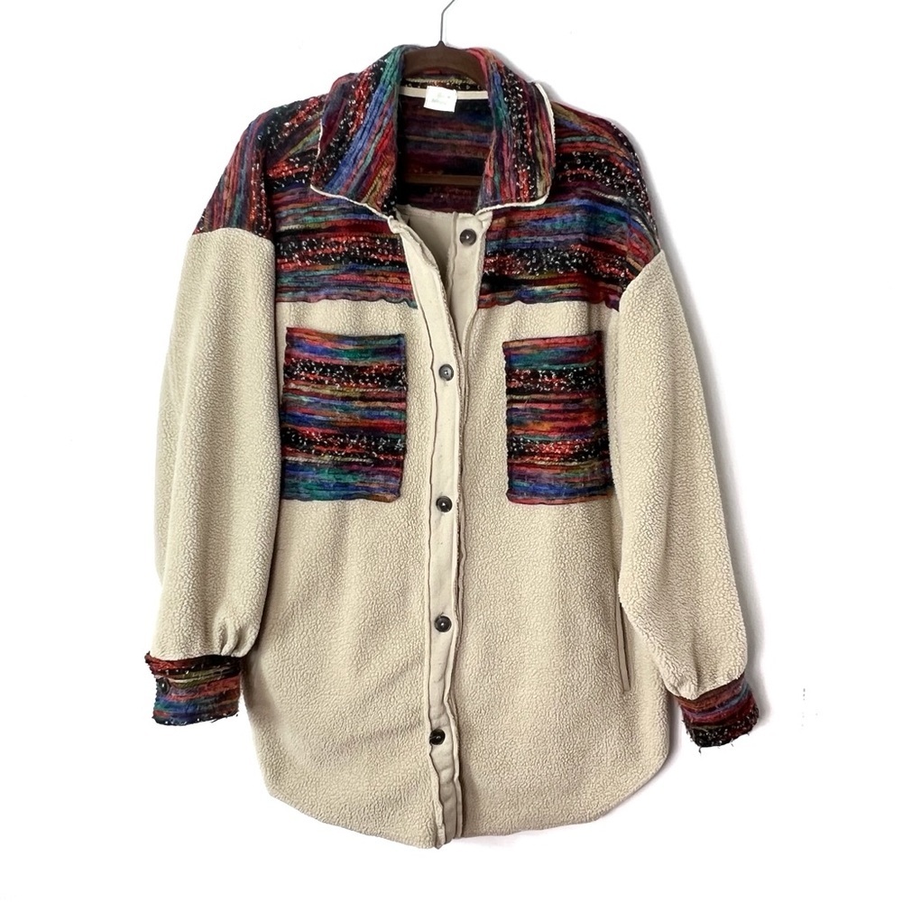 Blue Buttercup Boutique Oversized Button down Tapestry Western Shacket